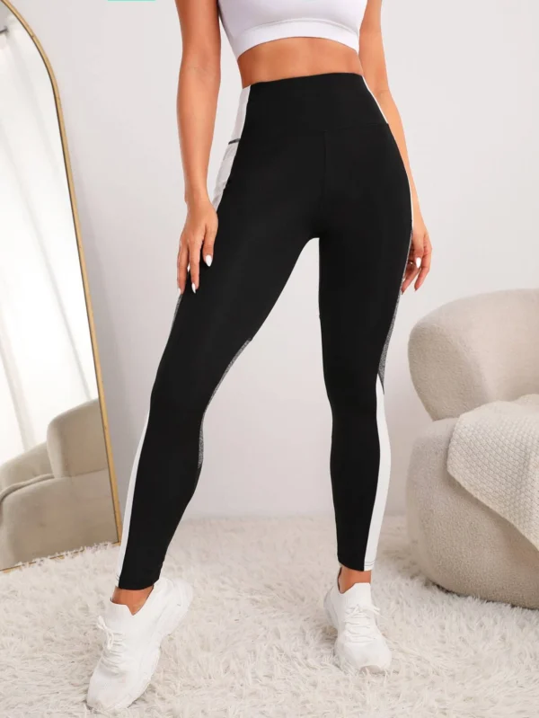 Leggings deportivos de color combinado con bolsillo para teléfono - Imagen 2
