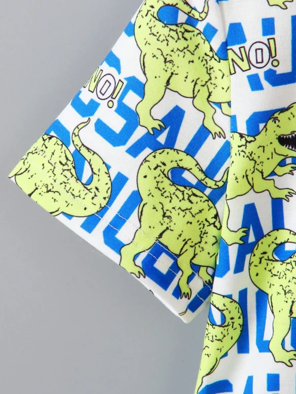 Camiseta De Estampado De Carta Y Dinosaurio Para Niños - Imagen 3