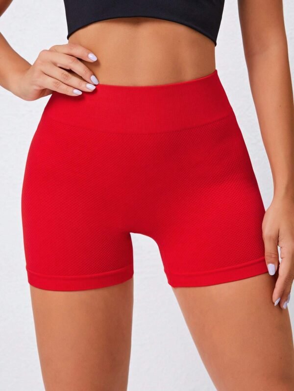 Shorts deportivos unicolor de cintura ancha - Imagen 2