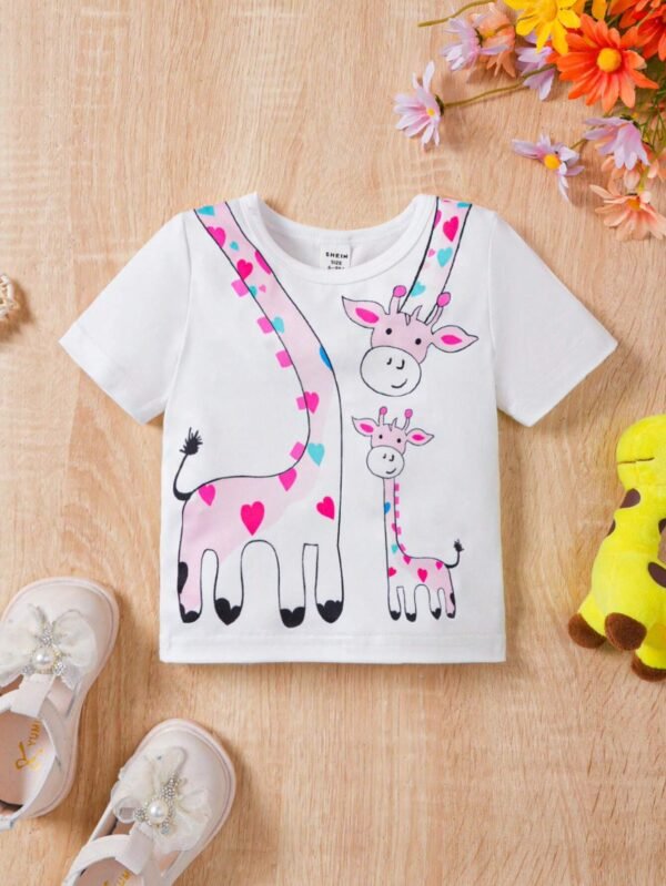 Camiseta Bebé Niña Manga Corta Estampado Jirafa