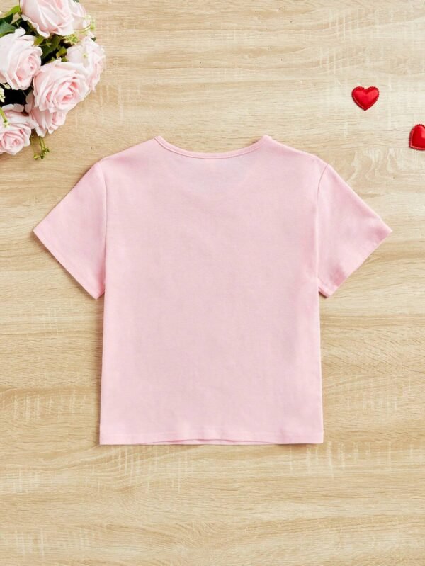 Camiseta Manga Corta Y Corazón Con Lentejuelas Para Niña - Imagen 3