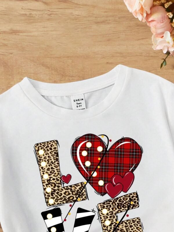 Camiseta De Manga Corta Con Cuello Redondo Para Niñas - Imagen 2