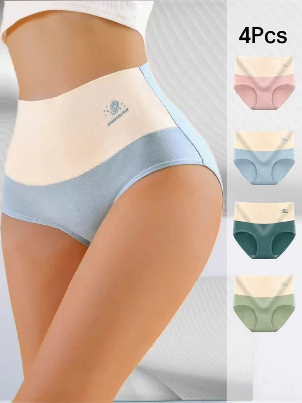 4 piezas de panties triangulares de cintura alta de mujer con entrepierna antibacteriana de grafeno