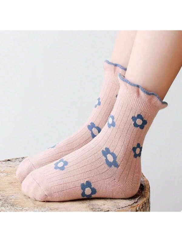 5 pares de calcetines de media caña con encaje para niñas - Imagen 3