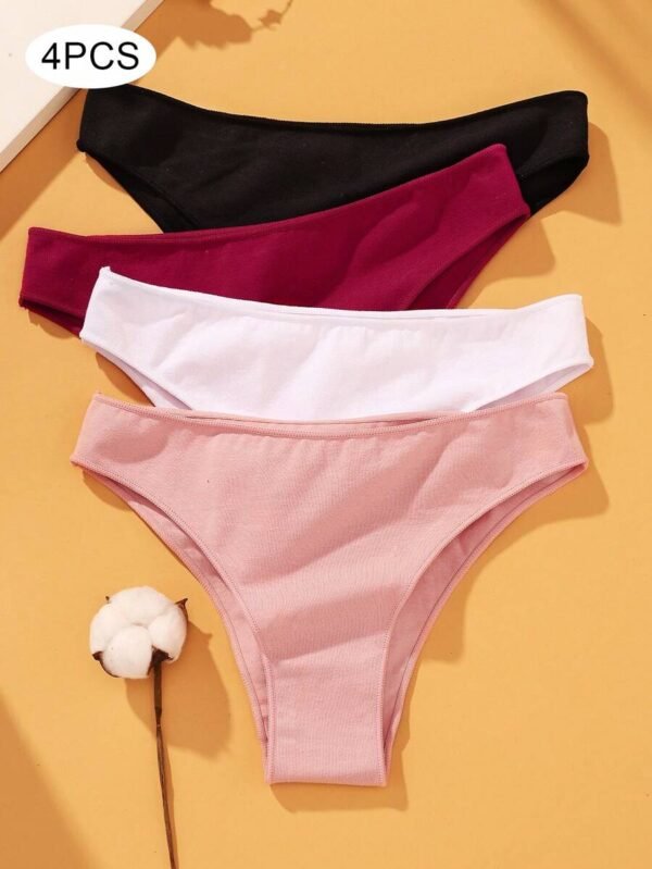 4 piezas Bragas de algodón sin costuras de talle bajo, pantis y ropa interior