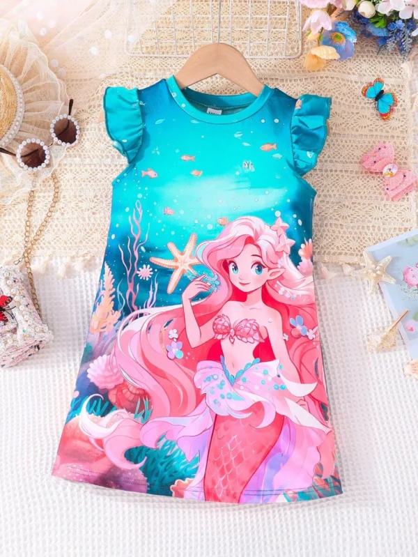 Vestido De Verano Con Dobladillo De Volantes De Sirena Lindo