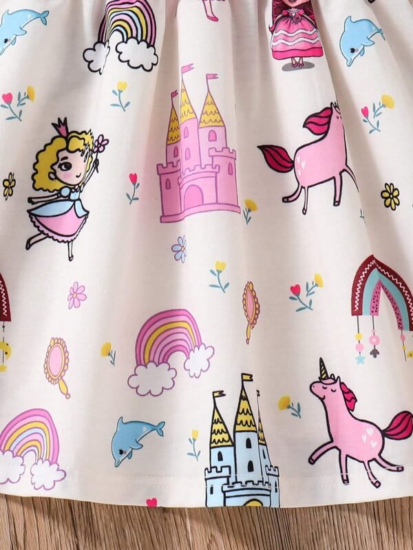 El vestido con estampado de unicornio y arcoiris para niñas - Imagen 2