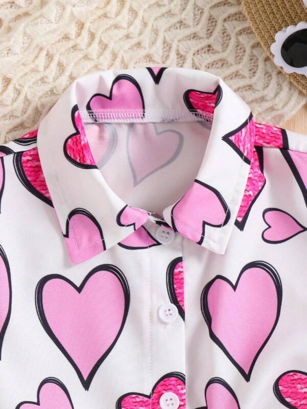 Camisa estampada con corazones para niña - Imagen 2