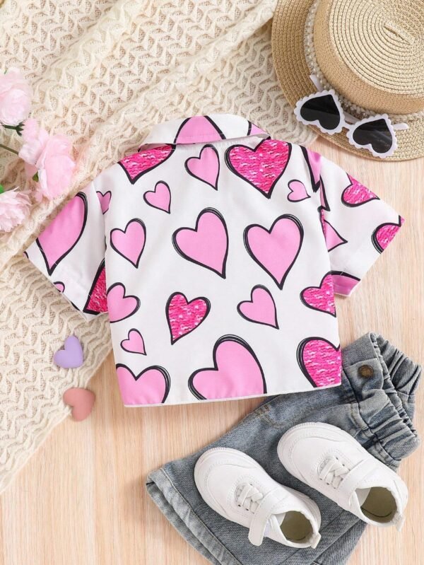 Camisa estampada con corazones para niña - Imagen 3