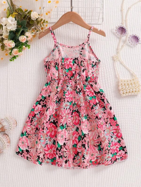 Vestido camisero con estampado floral para niñas - Imagen 3
