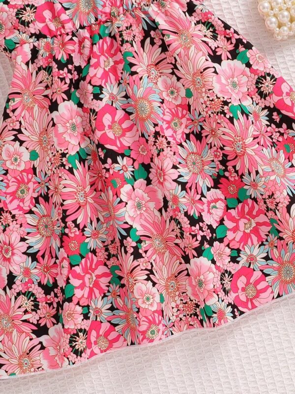 Vestido camisero con estampado floral para niñas - Imagen 2