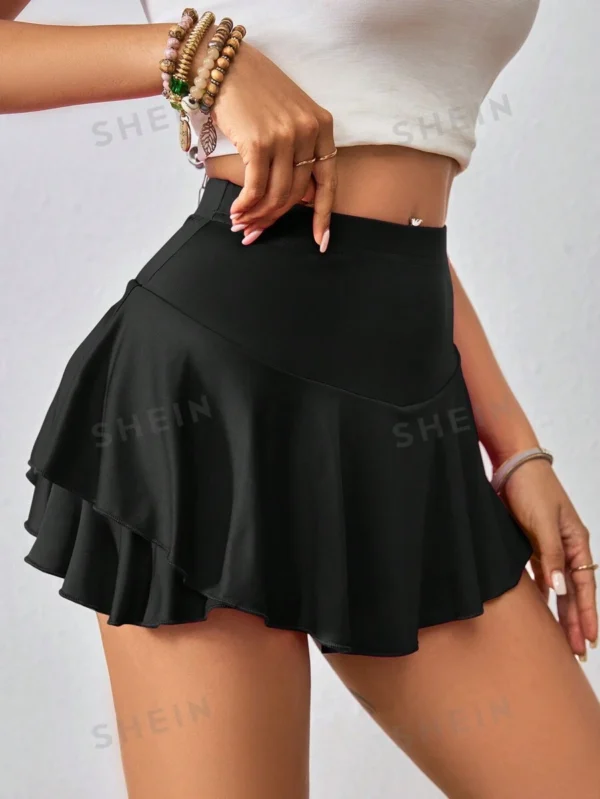 Falda short de tejido de punto con dobladillo de volantes - Imagen 2