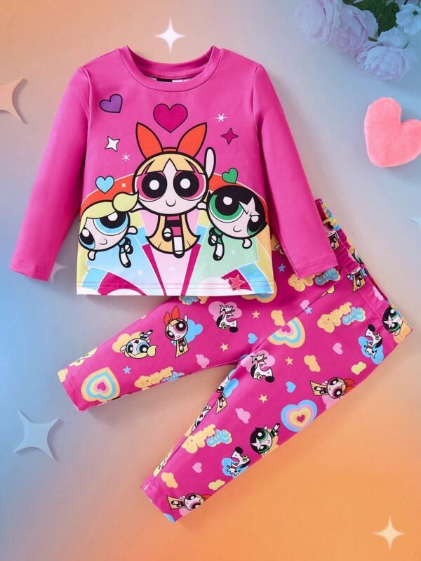 Conjunto de camiseta de manga larga con estampado de dibujos animados