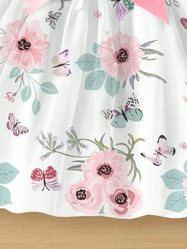 Vestido de verano para niña con estampados florales - Imagen 2