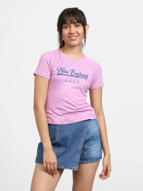 Playera Manga Corta Raglán Estampada
