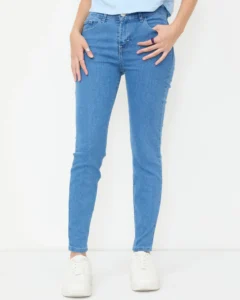 Jeans Skinny Tiro Regular Azul