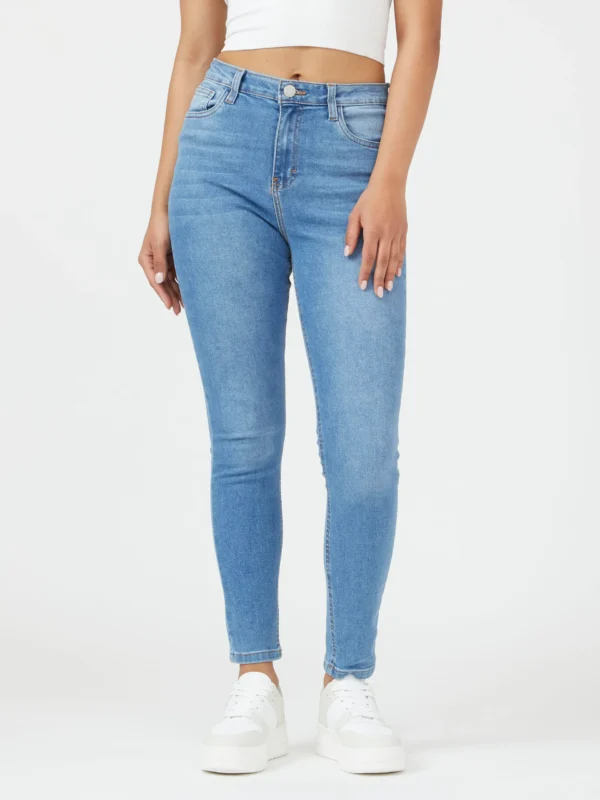 Jeans Skinny Tiro Súper Alto Azul Claro