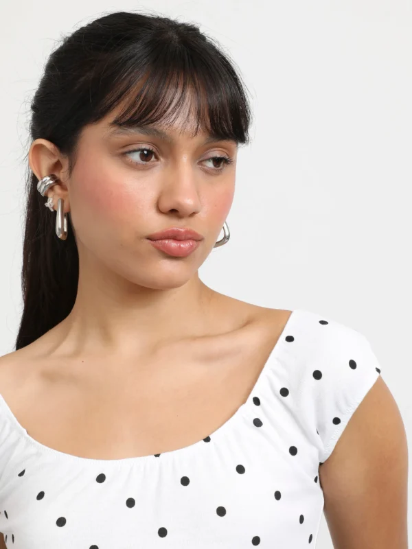 Playera Estampada Manga Corta Off Shoulder - Imagen 3
