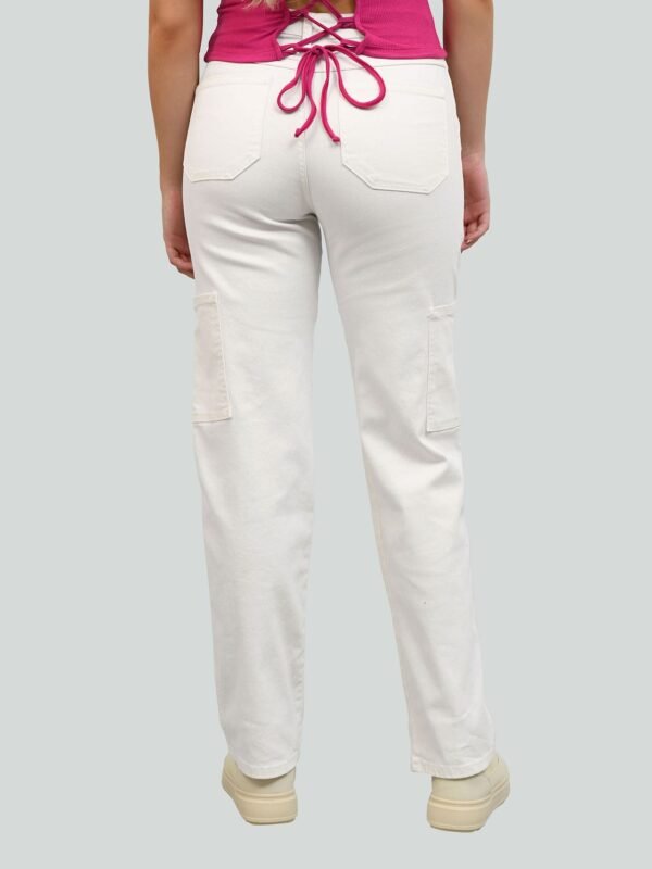 Jeans Recto Cargo Blanco - Imagen 2