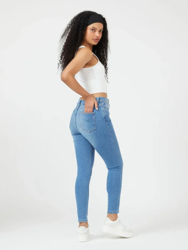 Jeans Skinny Tiro Súper Alto Azul Claro - Imagen 3