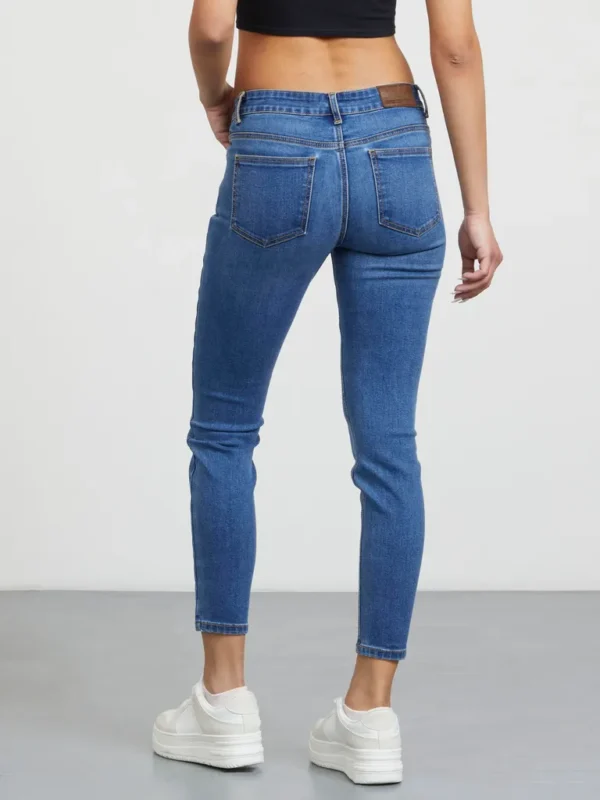 Jeans Skinny Tiro Regular Azul Oscuro - Imagen 3