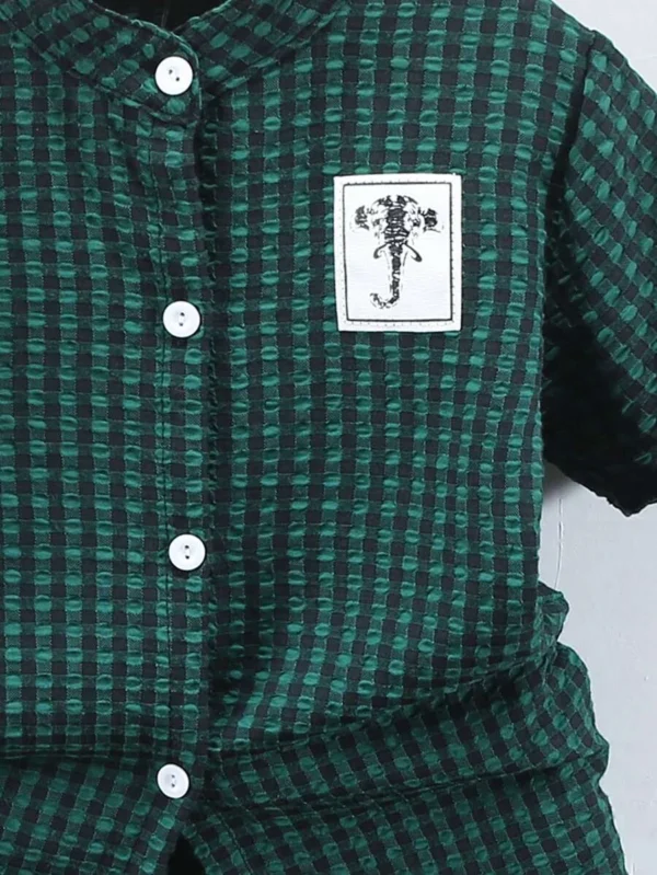 Camisa De Botones Estilo Gingham Y Pantalones Cortos - Imagen 3