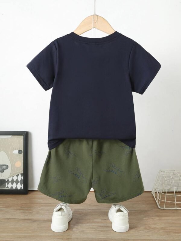 Camiseta Con Dinosaurio De Dibujos Animados Con Pantalones Cortos Deportivos - Imagen 2