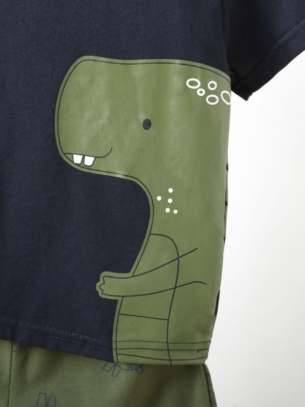 Camiseta Con Dinosaurio De Dibujos Animados Con Pantalones Cortos Deportivos - Imagen 3