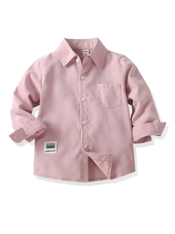 Camisa Delantera De Bolsillo Con Parches De Letras
