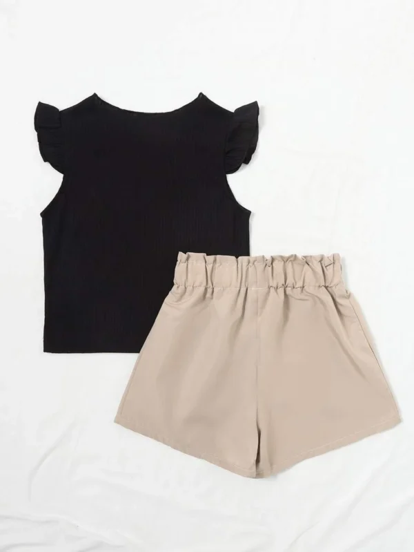 Camiseta De Manga Corta Y Pantalones Cortos De Cintura Para Niñas - Imagen 3