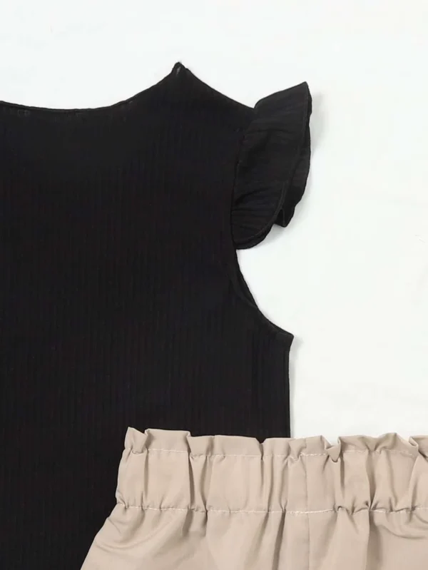 Camiseta De Manga Corta Y Pantalones Cortos De Cintura Para Niñas - Imagen 2