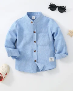 Camisa Delantera De Bolsillo Con Detalles Parcheados De Letras