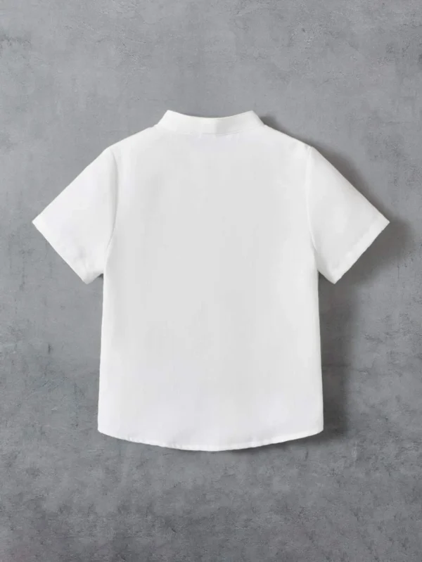 Camisa de manga corta negra con cuello de pie tejido casual - Imagen 2