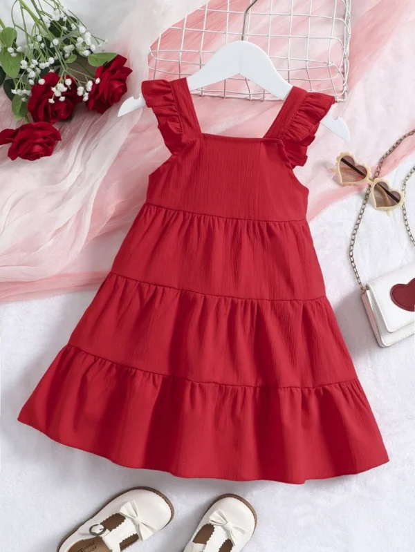 Vestido sin tirantes con volantes y escote cuadrado, diseño sencillo