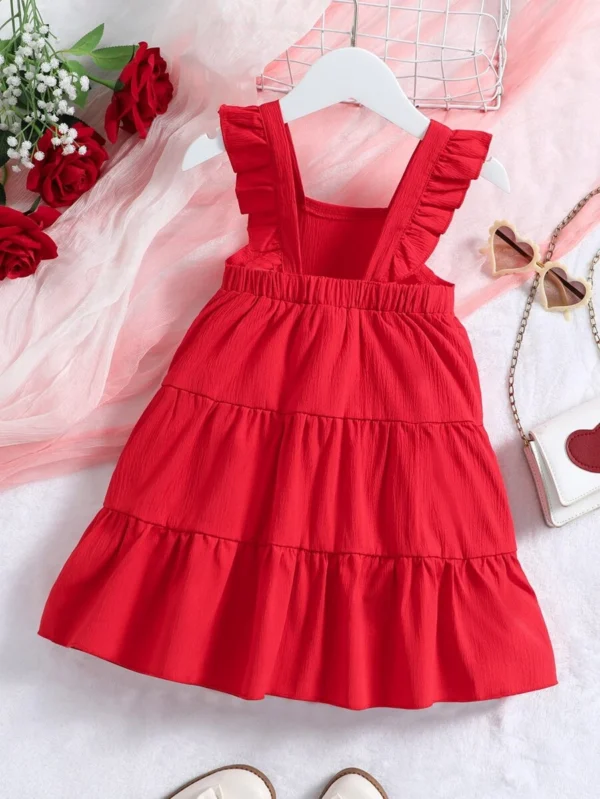 Vestido sin tirantes con volantes y escote cuadrado, diseño sencillo - Imagen 2
