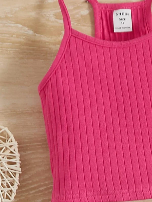 Top De Camiseta Sin Mangas De Punto Acanalado & Pantalones Cortos - Imagen 3