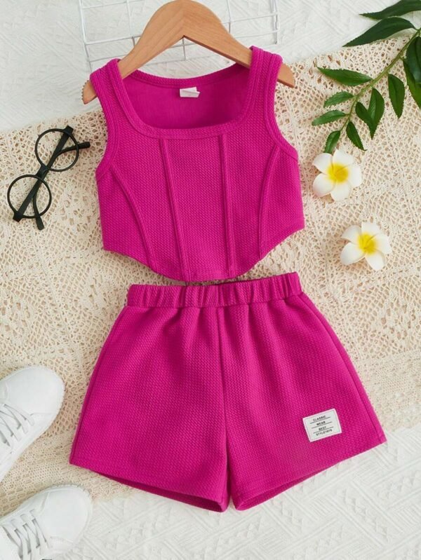Camiseta De Tirantes Y Shorts Con Parche Para Niña