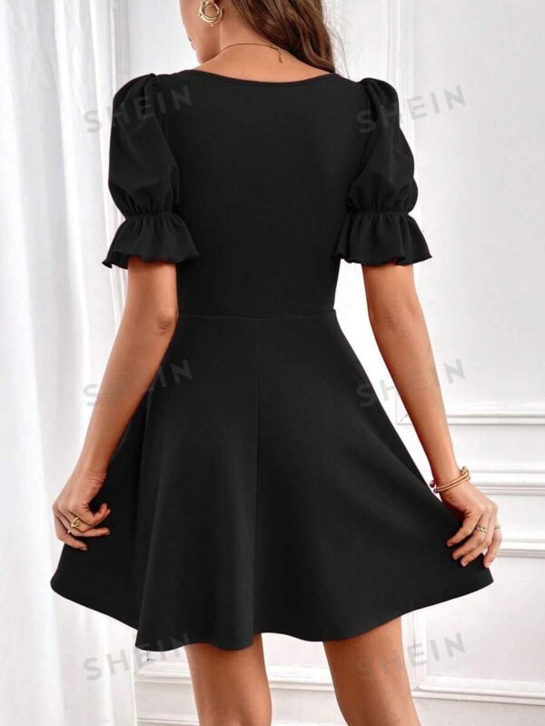 Vestido de cuello cuadrado de manga farol - Imagen 2