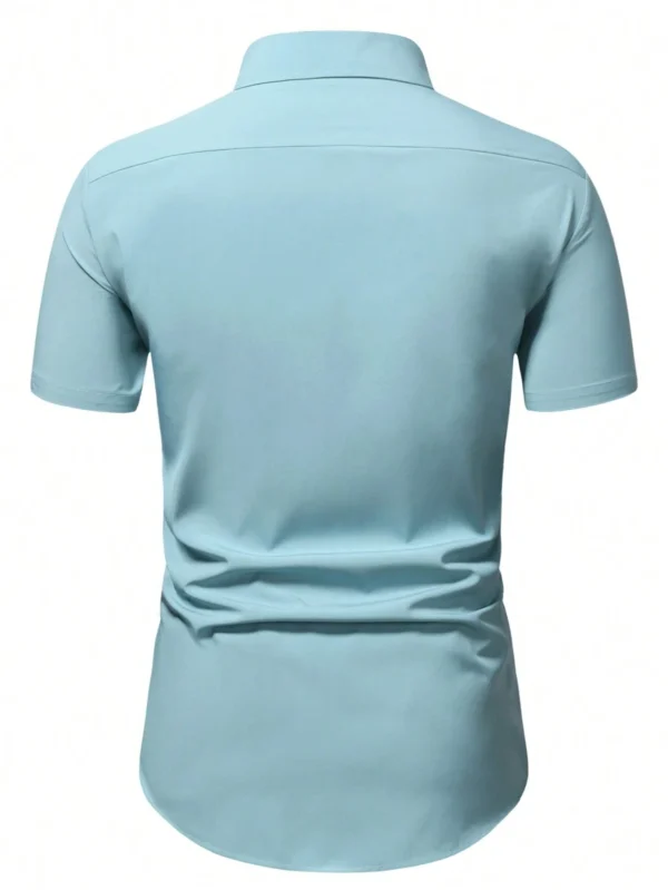 Hombres Camisa unicolor con botón - Imagen 2