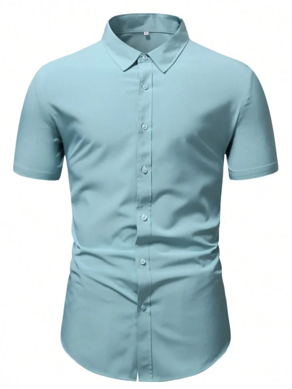 Hombres Camisa unicolor con botón - Imagen 3