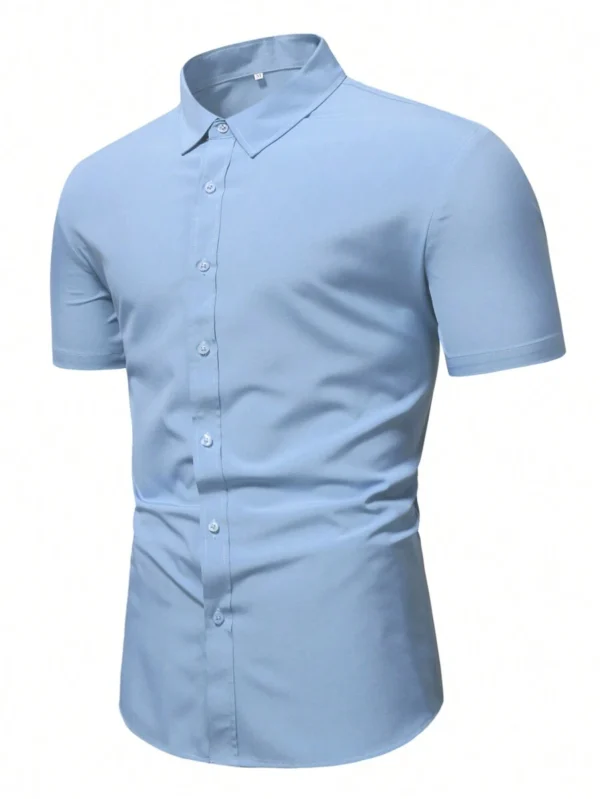 Camisa unicolor con botón para hombre - Imagen 3