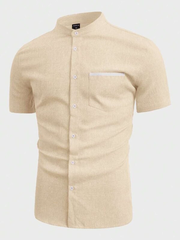 Camisa de cuello alto con parche de bolsillo