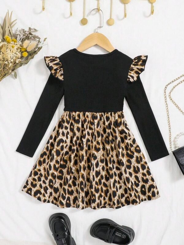 Vestido de manga larga con estampado de leopardo tejido estilo callejero - Imagen 2