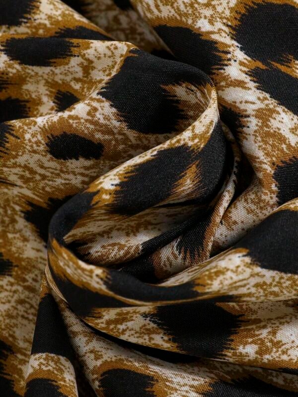 Vestido de manga larga con estampado de leopardo tejido estilo callejero - Imagen 3