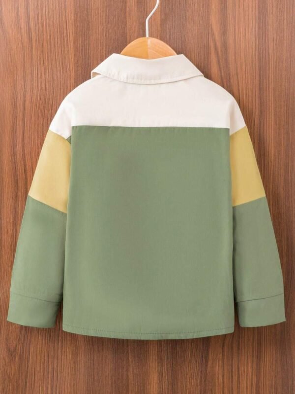 Camisa de color combinado con bolsillo con solapa sin camiseta - Imagen 2