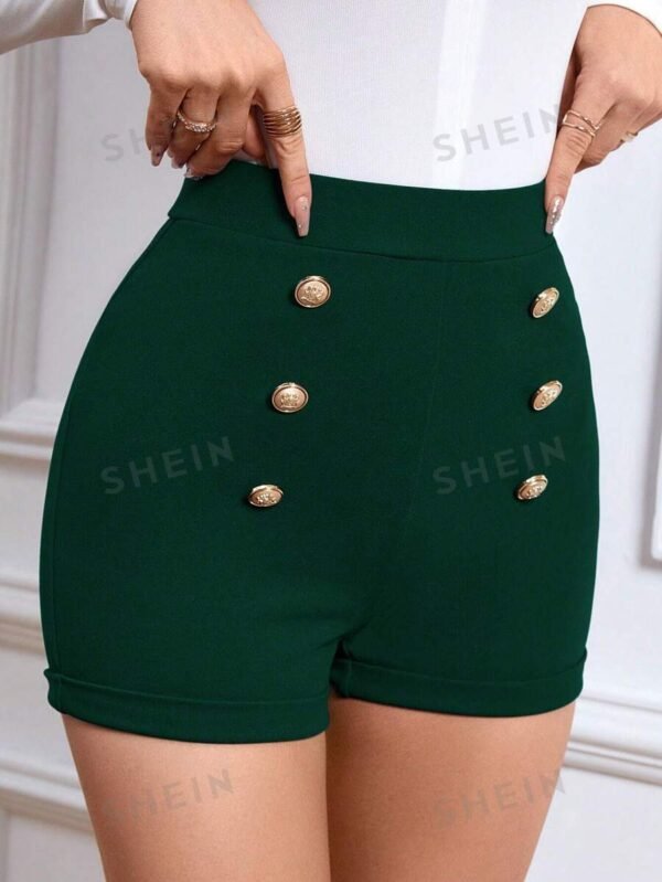 Shorts de talle alto con botón falso