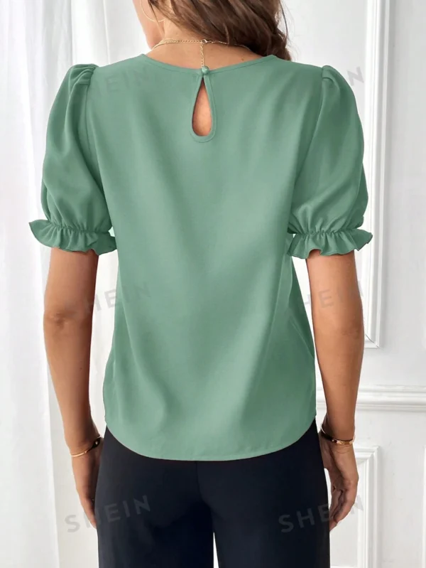 Blusa unicolor de manga farol - Imagen 2