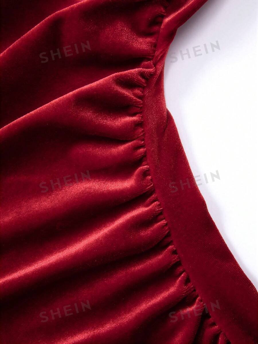 Vestido de cola de sirena con cuello de halter y plisado - Imagen 2