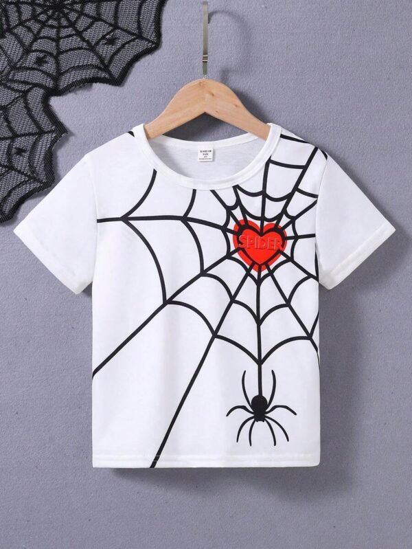 Camiseta De Manga Corta Impresa Con Patrón Para Niño