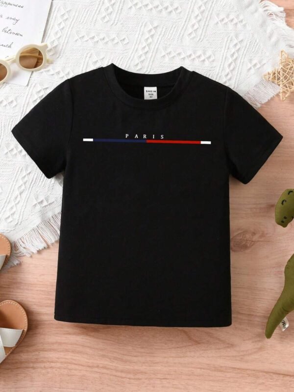Camiseta de manga corta ligera y casual con estampado de letras